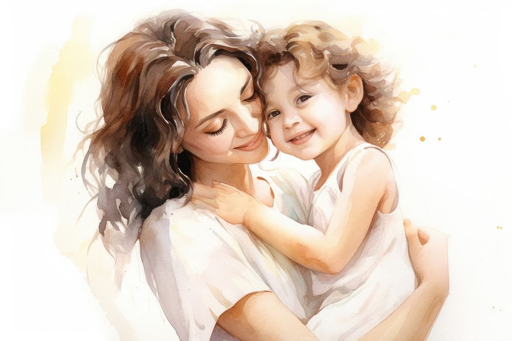 Mother portrait smiling hugging. AI generated Image by rawpixel.
