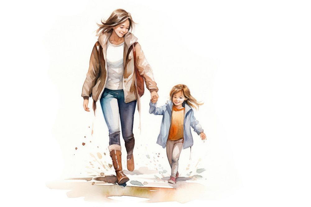 Mothers walking footwear smiling. AI generated Image by rawpixel.