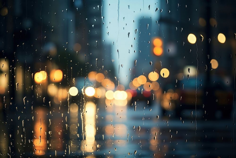Light rain city backgrounds. AI generated Image by rawpixel.