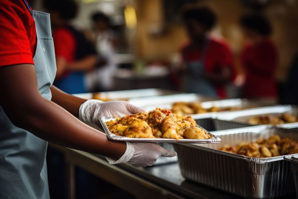 Volunteers serving food adult restaurant midsection. AI generated Image by rawpixel.