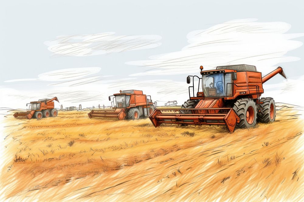Harvest vehicle harvest field. AI generated Image by rawpixel.