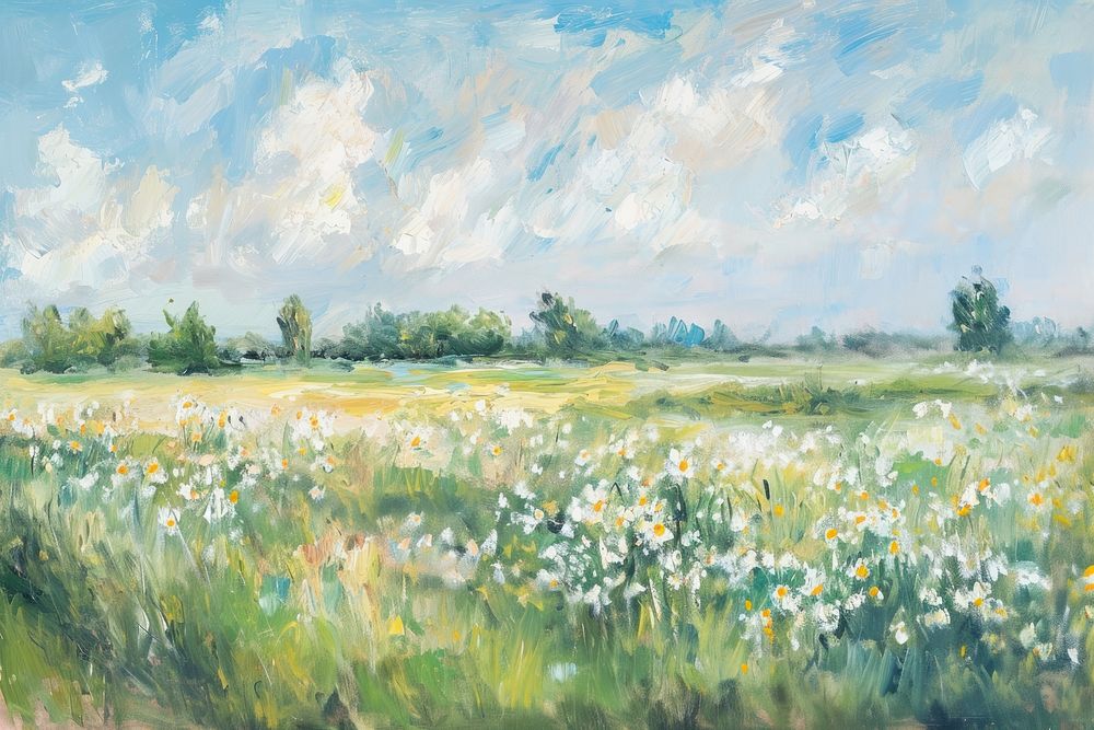 Daisy painting field landscape