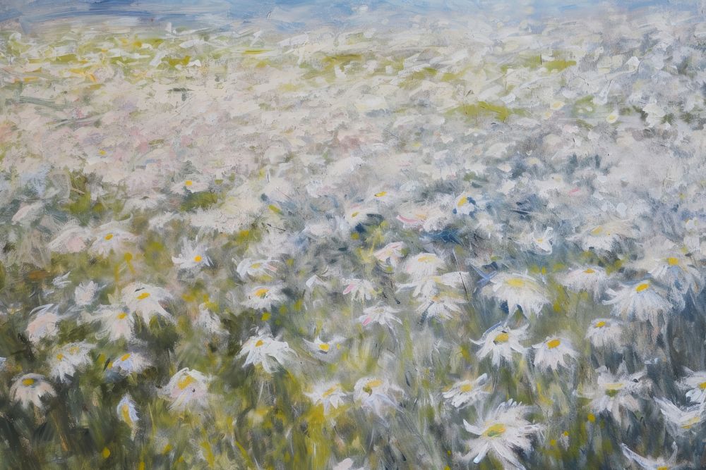 Daisy painting landscape outdoors. AI generated Image by rawpixel.