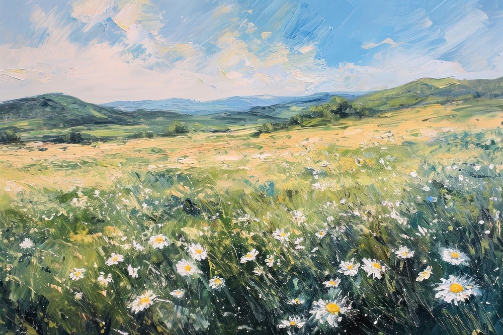 Daisy landscape painting field