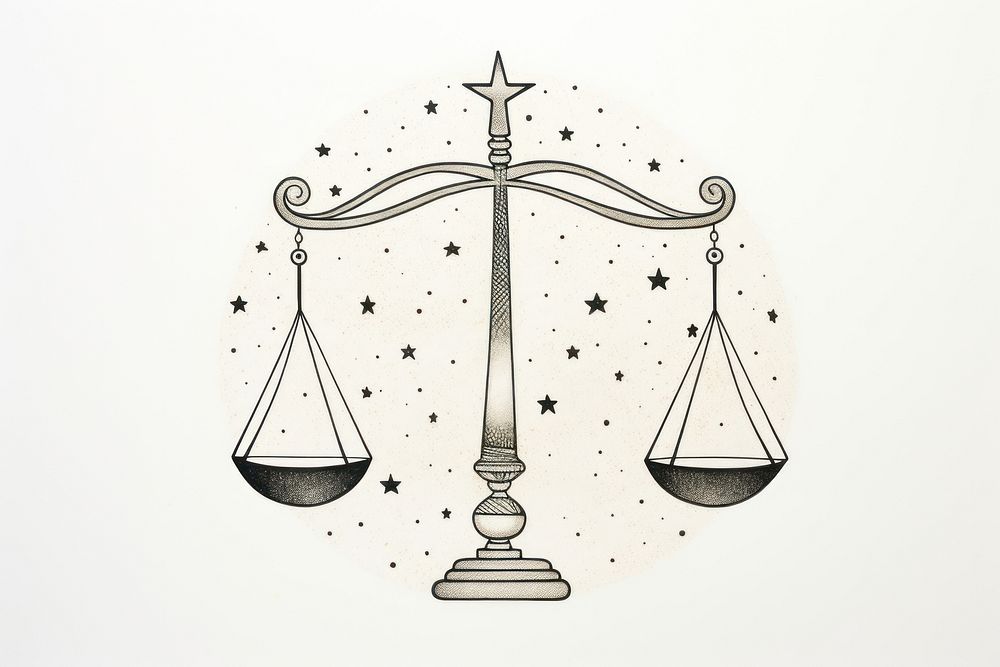 Libra scale line astronomy. AI generated Image by rawpixel.