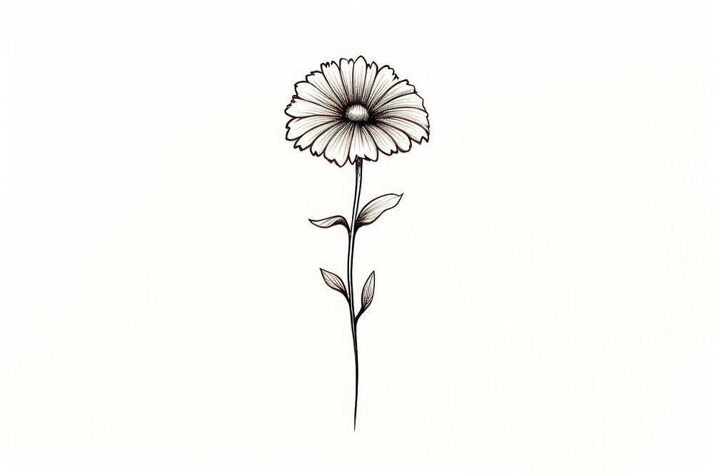 Flower drawing sketch daisy. AI generated Image by rawpixel.