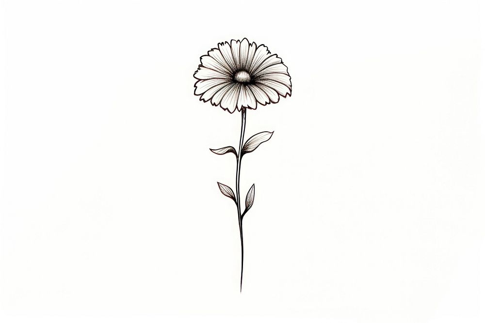 Flower drawing sketch daisy. 