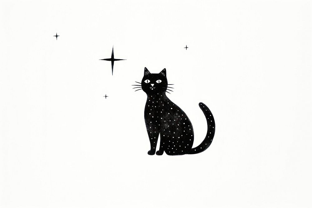 Black Cat silhouette animal mammal. AI generated Image by rawpixel.