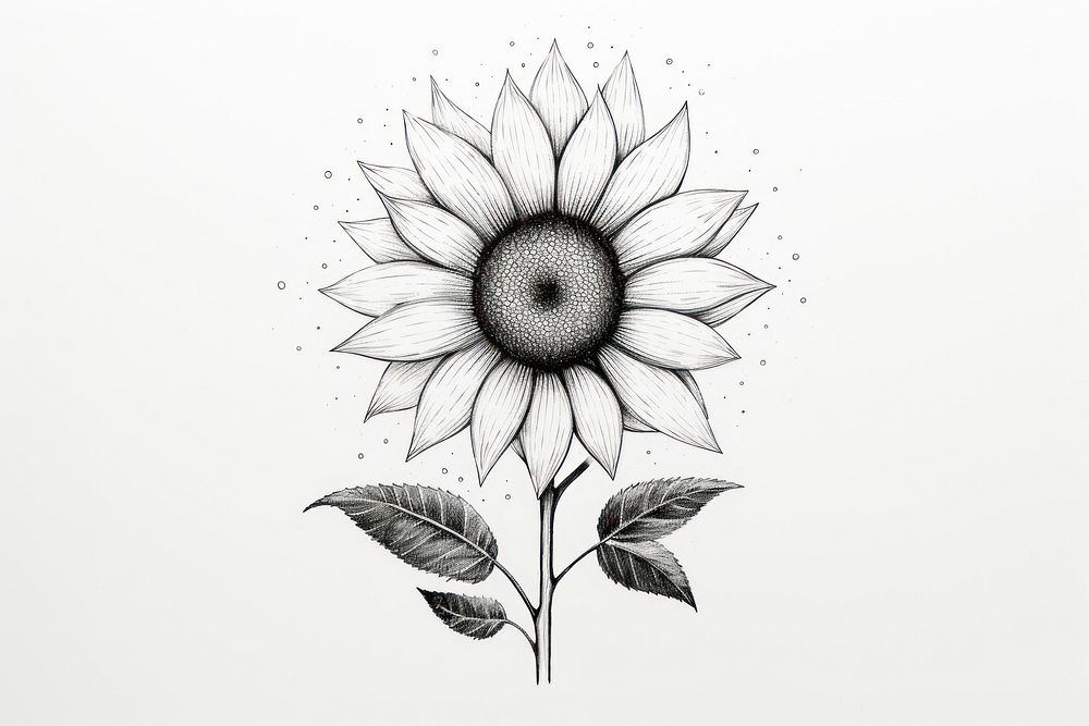 Sunflower drawing sketch plant. AI generated Image by rawpixel.