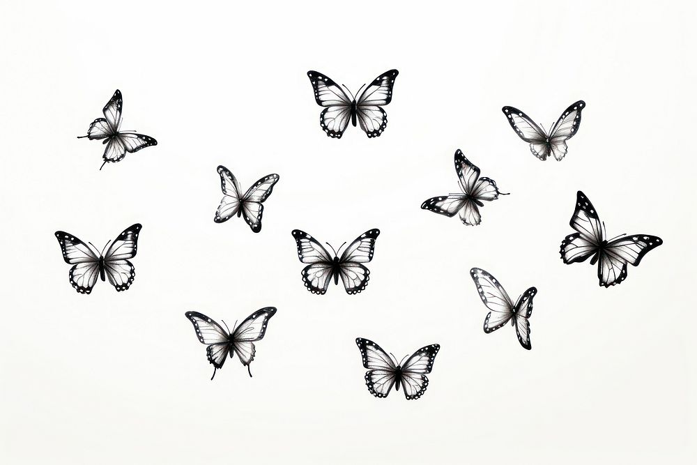 Butterflies drawing animal sketch. AI generated Image by rawpixel.
