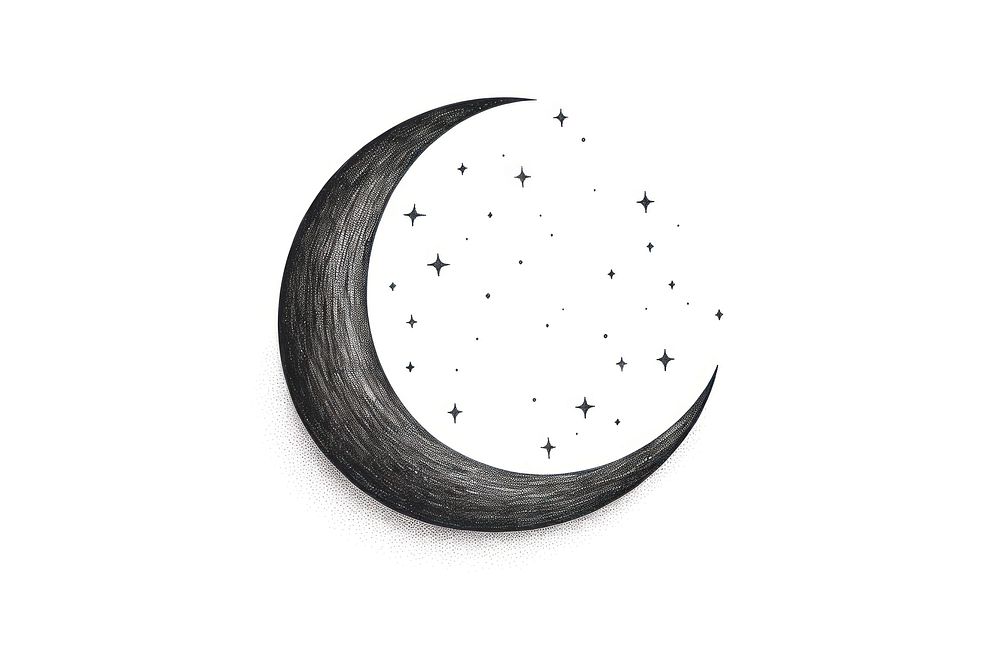 Crescent moon astronomy night white background. AI generated Image by rawpixel.