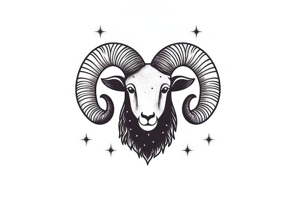 Aries symbol livestock drawing animal. AI generated Image by rawpixel.