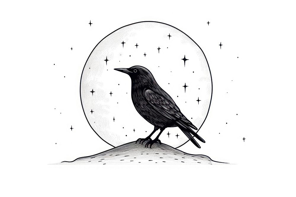 Crow drawing animal sketch. AI generated Image by rawpixel.