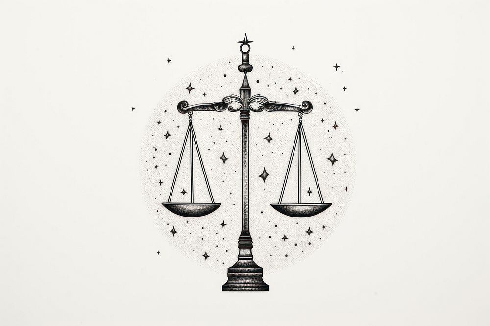 Libra scale line calligraphy. AI generated Image by rawpixel.