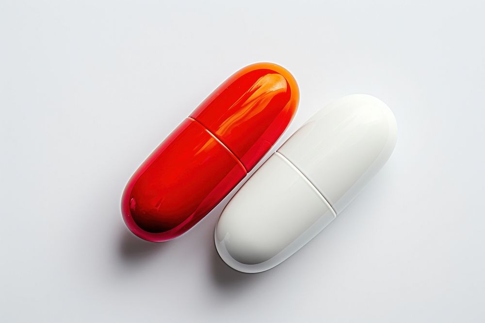 Two Pills capsule pill white background. AI generated Image by rawpixel.