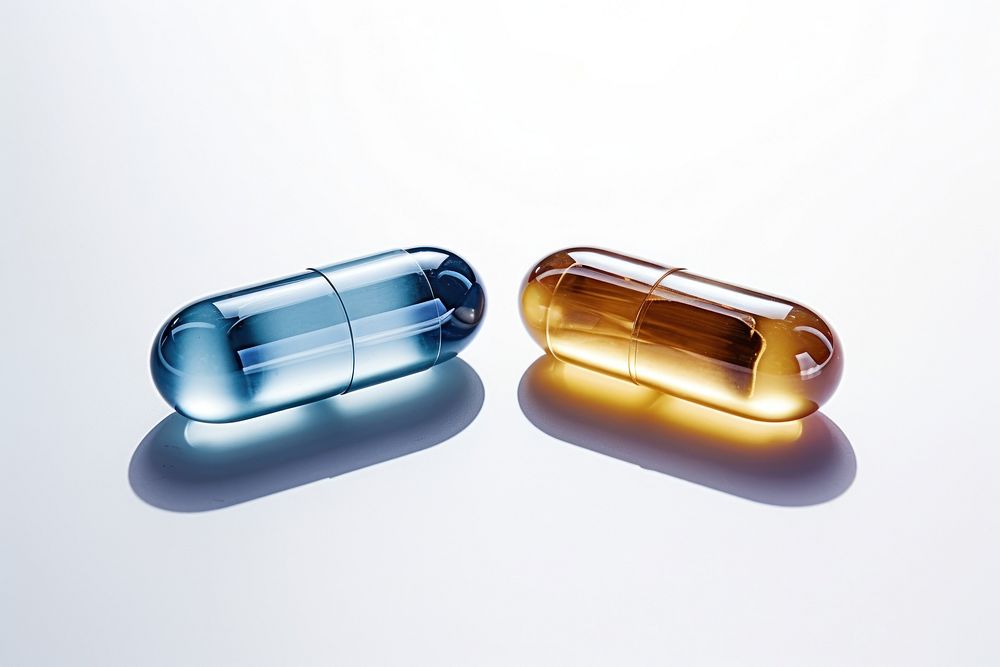 Two Pills capsule pill white background. AI generated Image by rawpixel.