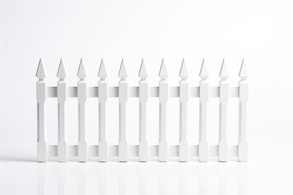 White artificial wooden picket fence white background architecture. AI generated Image by rawpixel.