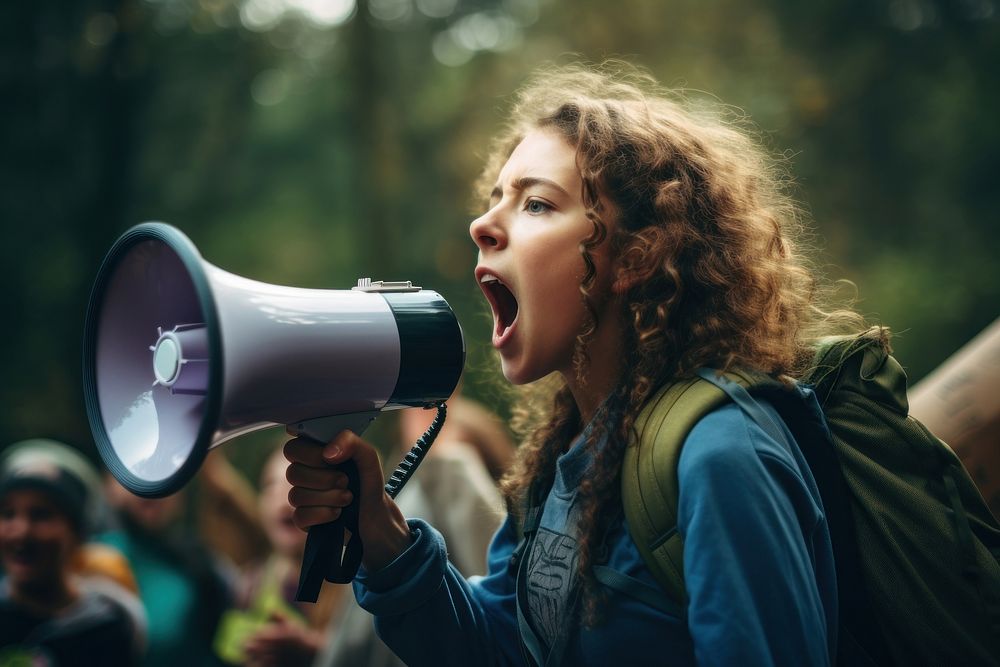 Girl Eco-warrior shouting adult performance. AI generated Image by rawpixel.