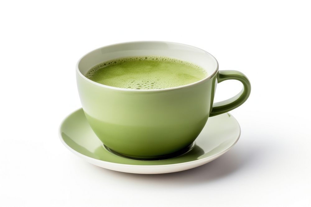 Green tea in a ceramic cup saucer drink mug. AI generated Image by rawpixel.