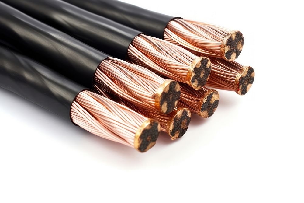 Four core armored cooper cable white background copper metal. AI generated Image by rawpixel.