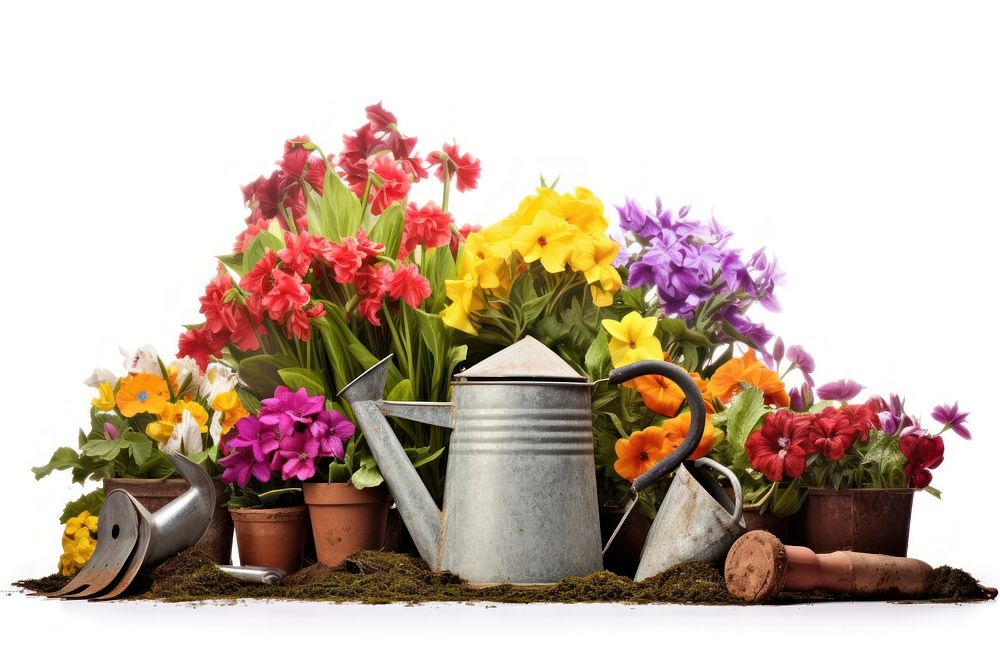 Gardening Equipment and flowers garden gardening outdoors. AI generated Image by rawpixel.