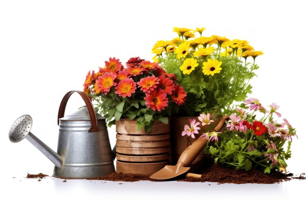 Gardening Equipment and flowers gardening outdoors nature. AI generated Image by rawpixel.