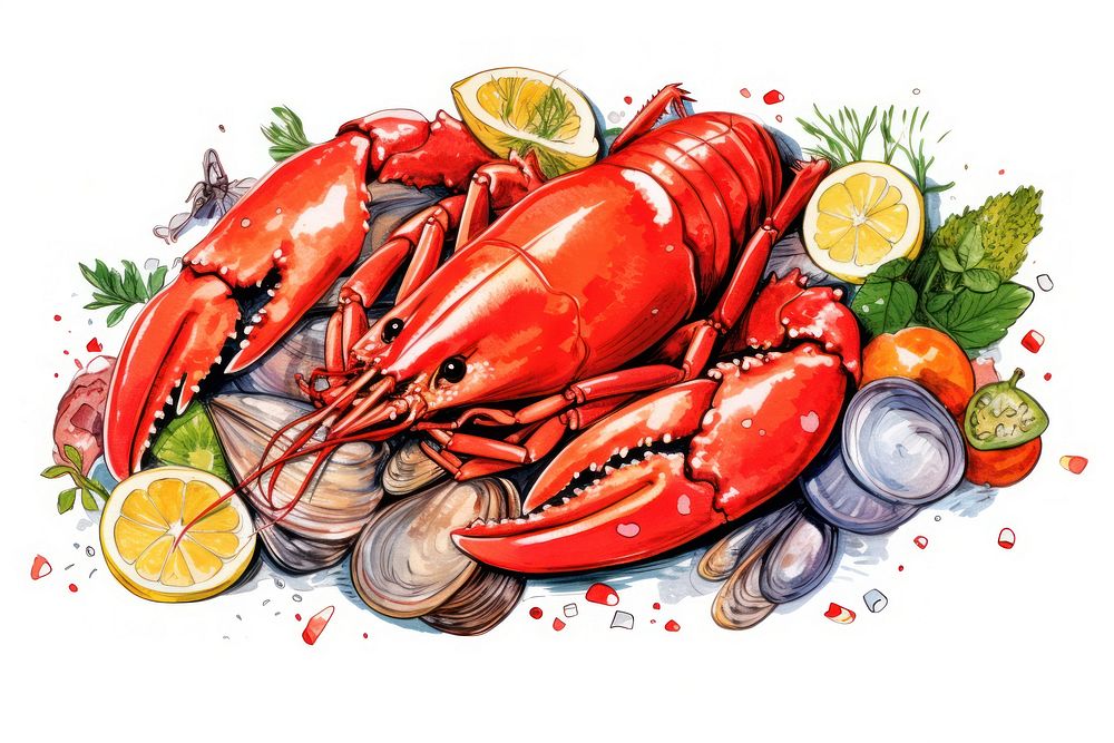 Seafood lobster white background invertebrate. AI generated Image by rawpixel.