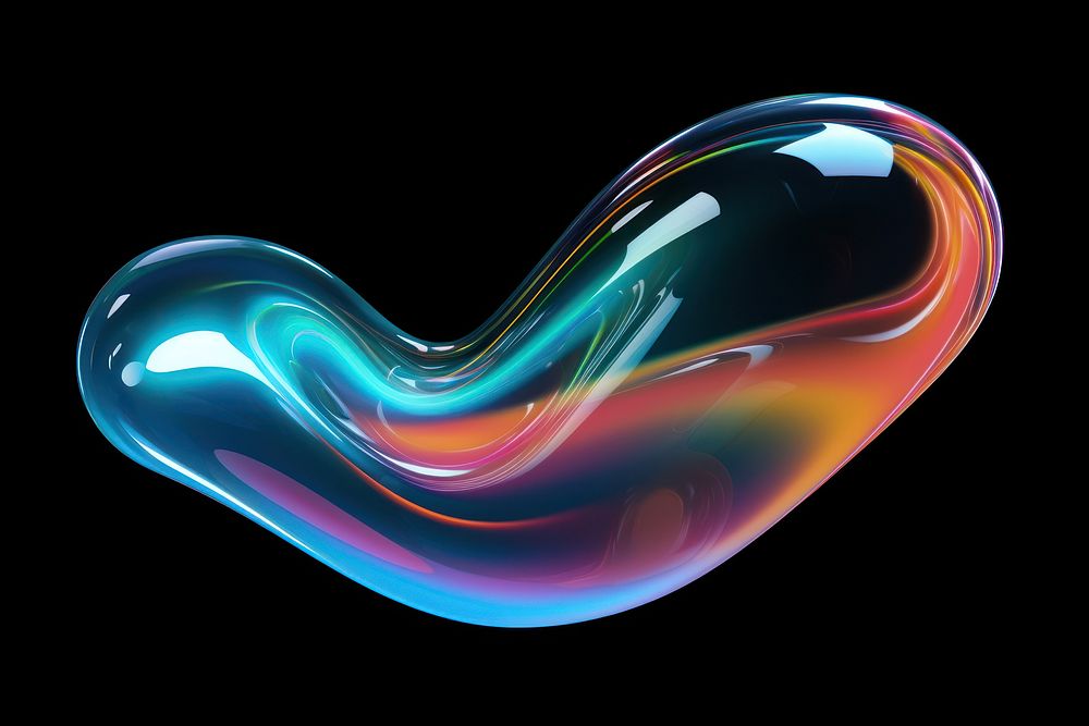 Glass liquid blob graphics shape black background. AI generated Image by rawpixel.
