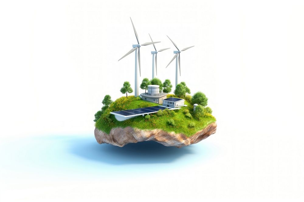 Solar panels land outdoors turbine. AI generated Image by rawpixel.