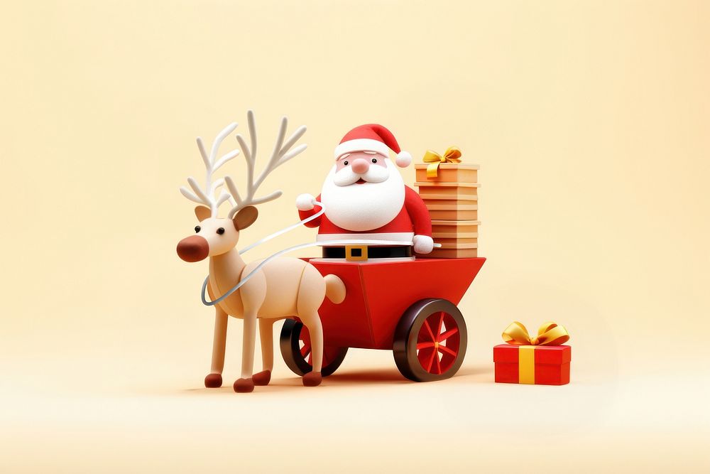 Santa claus riding a raindeer-cart decoration christmas festival. AI generated Image by rawpixel.