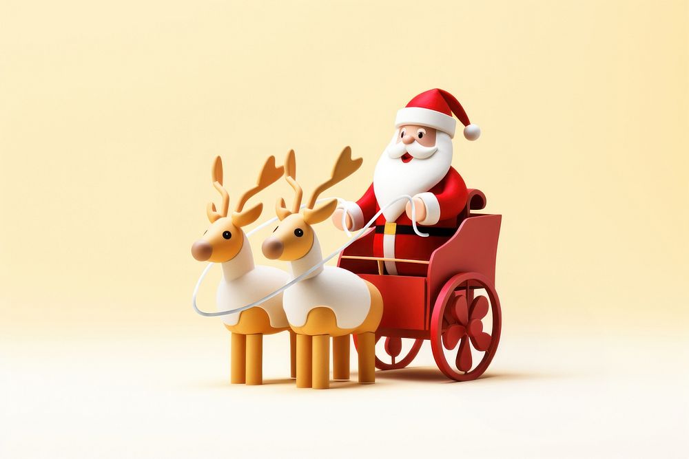 Santa claus riding a raindeer-cart winter decoration christmas. AI generated Image by rawpixel.