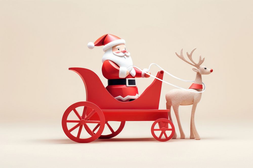 Santa claus riding a raindeer-cart decoration christmas carriage. AI generated Image by rawpixel.