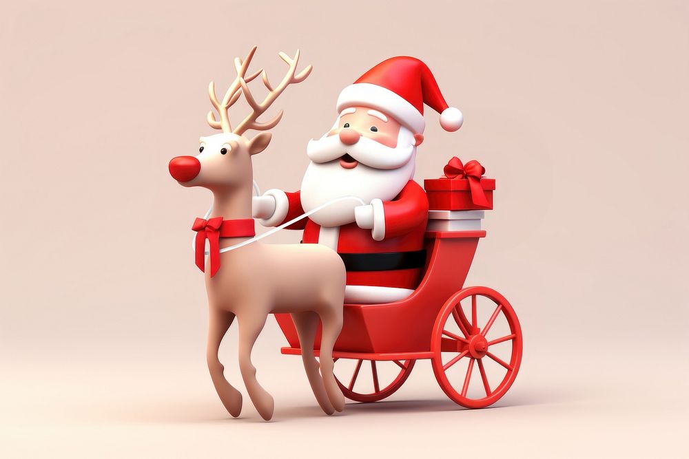Santa claus riding a raindeer-cart decoration christmas vehicle. AI generated Image by rawpixel.