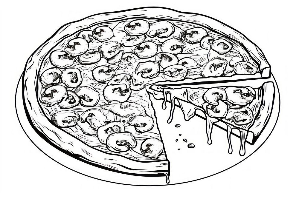 Pizza doodle drawing sketch. AI generated Image by rawpixel.