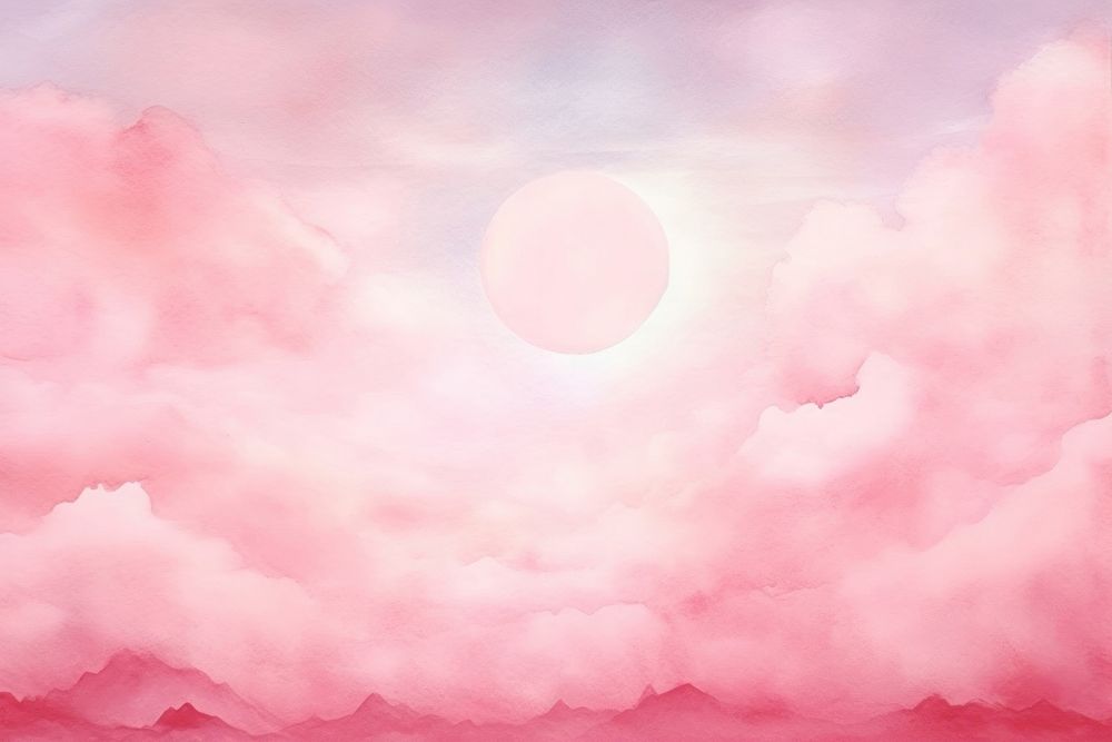 Watercolor of pink dreamy sky backgrounds outdoors nature. AI generated Image by rawpixel.