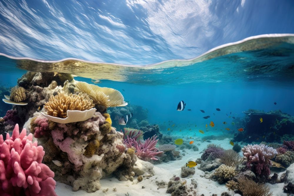 Coral lanscape sea underwater outdoors. AI generated Image by rawpixel.