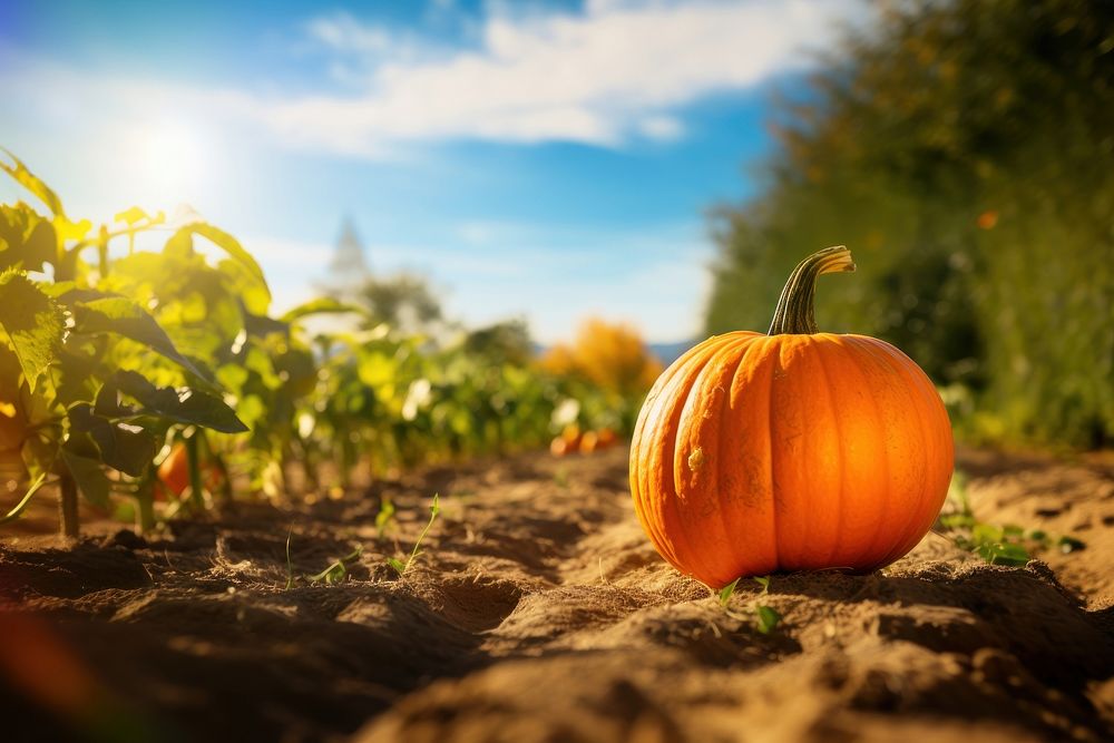 Pumpkin patch vegetable sunlight outdoors. AI generated Image by rawpixel.