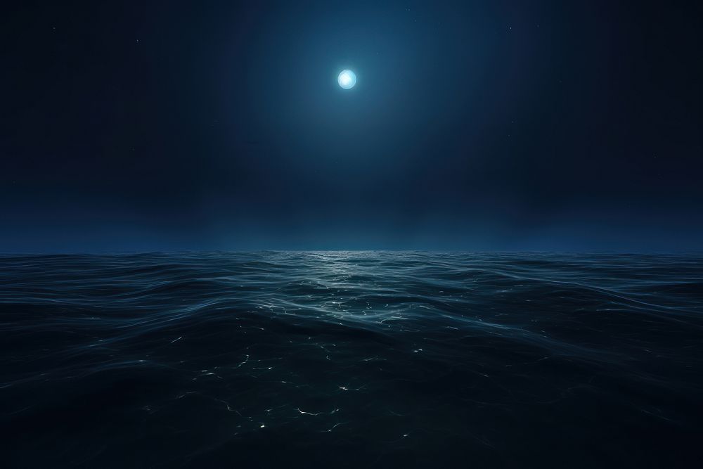 Ocean night moon underwater. AI generated Image by rawpixel.