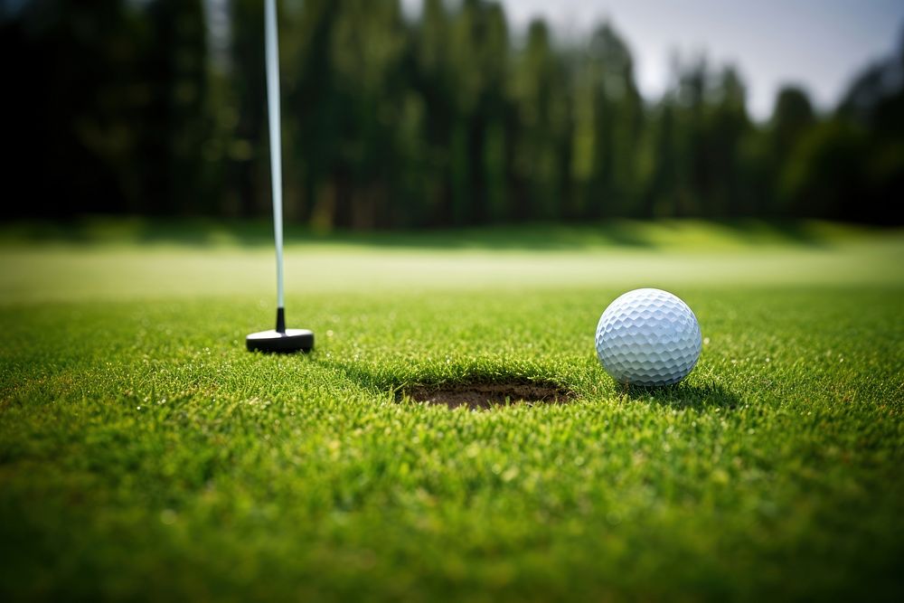 Golf ball grass golf outdoors. AI generated Image by rawpixel.