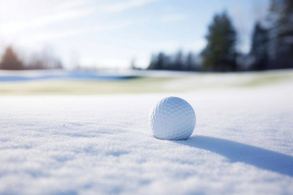 Golf ball on snow golf outdoors winter. AI generated Image by rawpixel.