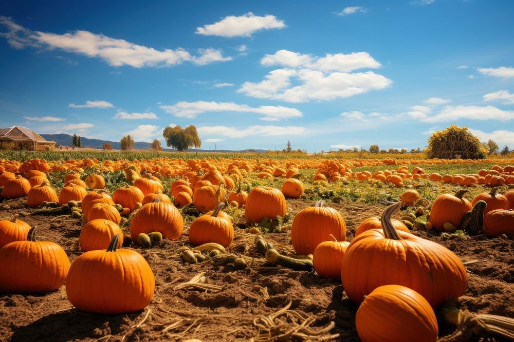 Pumpkin patch sky vegetable outdoors. AI generated Image by rawpixel.