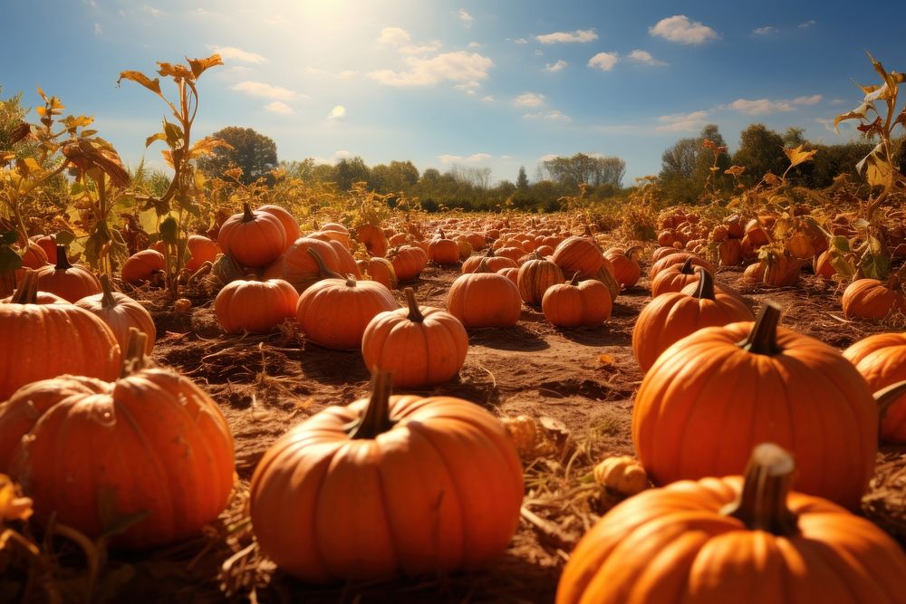 Pumpkin patch vegetable sunlight outdoors. AI generated Image by rawpixel.