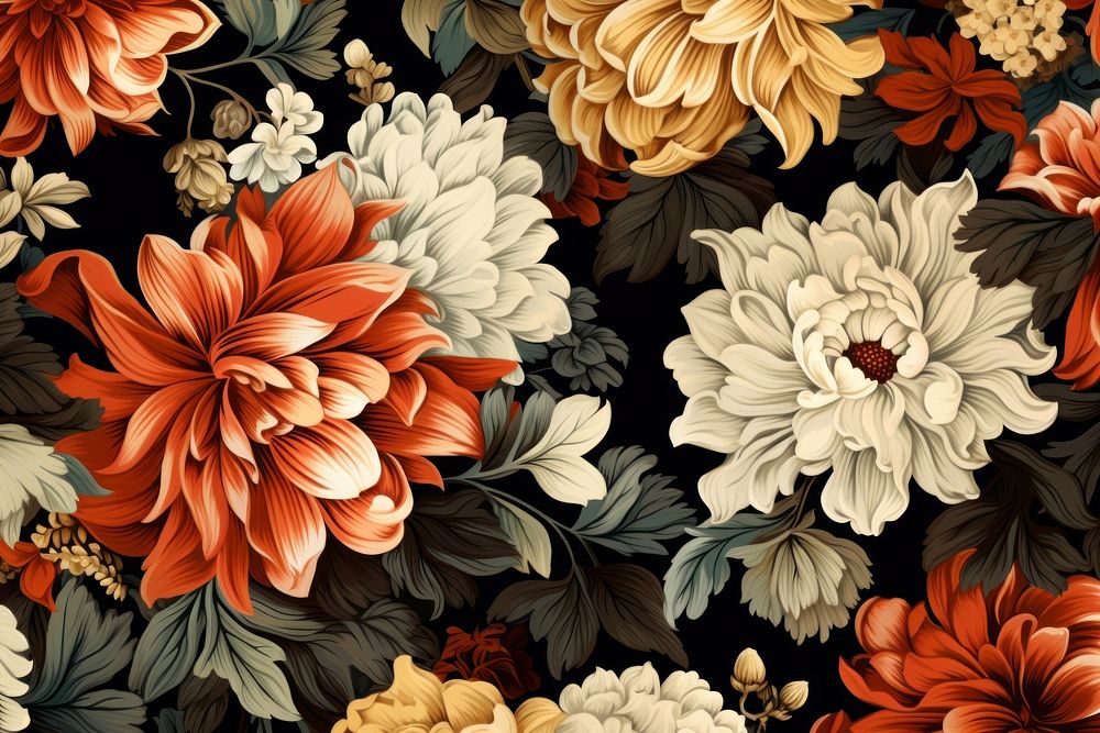 Seamless pattern flower dahlia. AI generated Image by rawpixel.