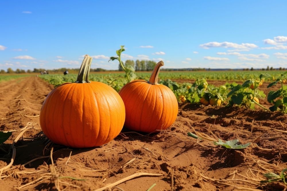 Pumpkin patch vegetable outdoors nature. AI generated Image by rawpixel.
