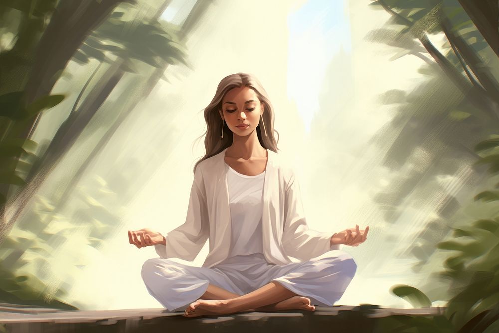 Yoga adult woman contemplation. AI generated Image by rawpixel.