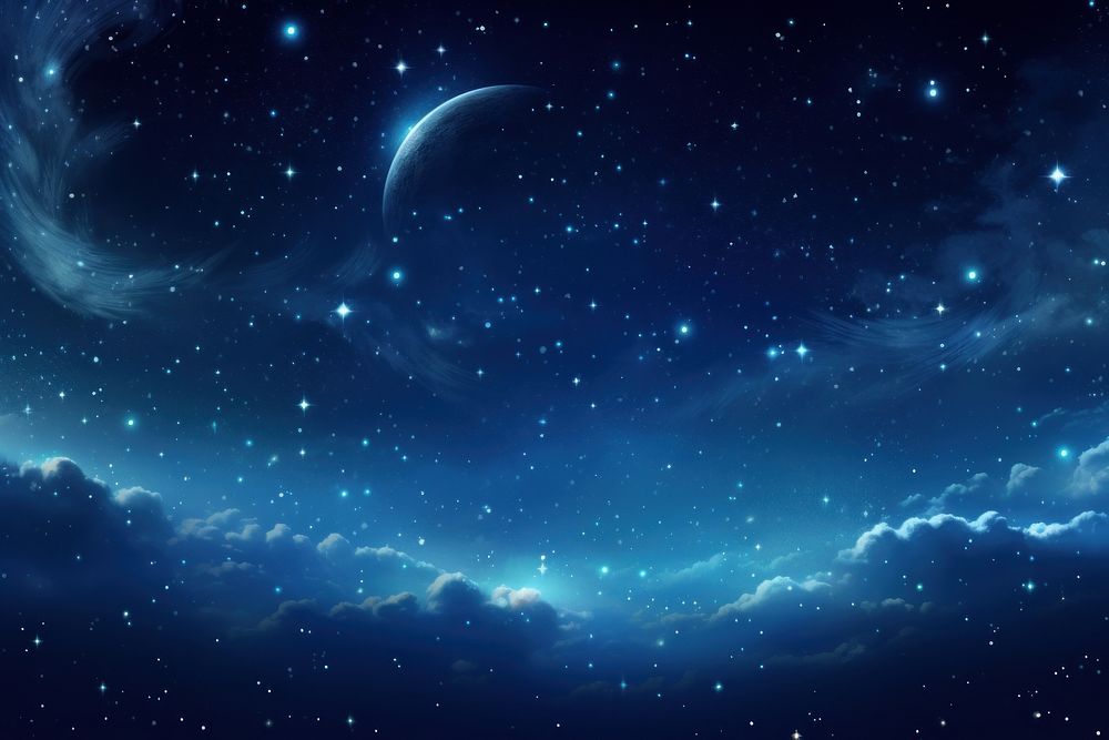 Big moon and stars in space backgrounds astronomy universe. AI generated Image by rawpixel.