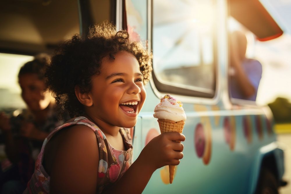 Brazilian girl enjoying ice cream dessert summer smile. AI generated Image by rawpixel.