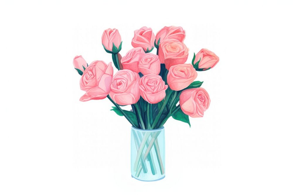 Pink rose bouquet flower plant vase. AI generated Image by rawpixel.