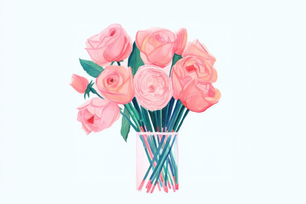 Pink rose bouquet flower plant art. AI generated Image by rawpixel.
