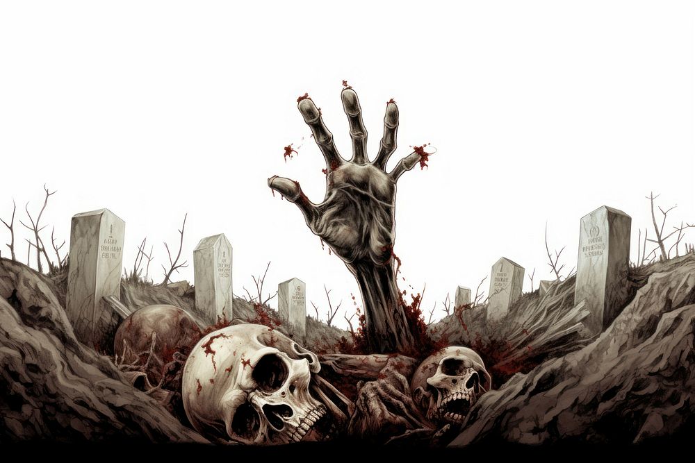 Zombie hand invertebrate gravestone tombstone. AI generated Image by rawpixel.